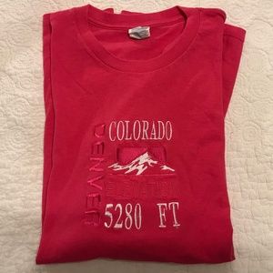 Hot pink unisex embroidered Denver, Colorado short-sleeve t-shirt (2X)